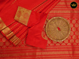 Pure Kanchipuram Saree: Gold and Copper Zari Butties and Fully Stitched Blouse