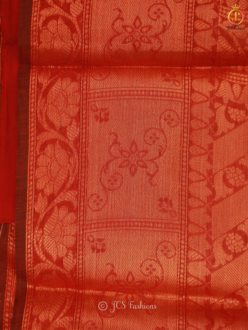 Graceful Soft Silk Cotton Saree With Brocade Blouse