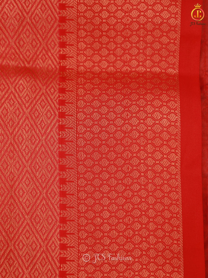 Indian Copper Zari Weaves Soft Silk Saree And Blouse