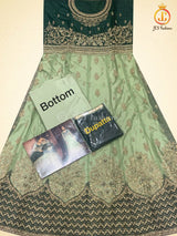 Designer net with embroidery work Floor length Gown | Green