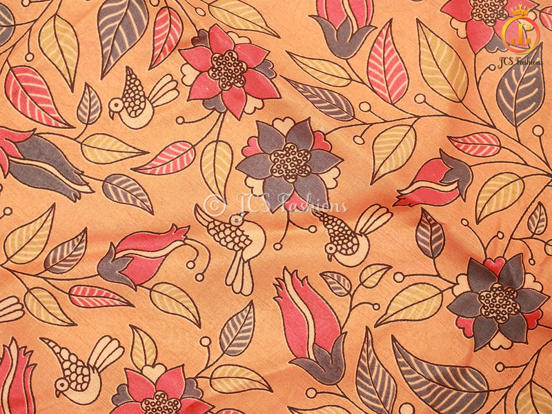Kalamkari Soft Silk Allover Kalamkari Design Saree With Blouse