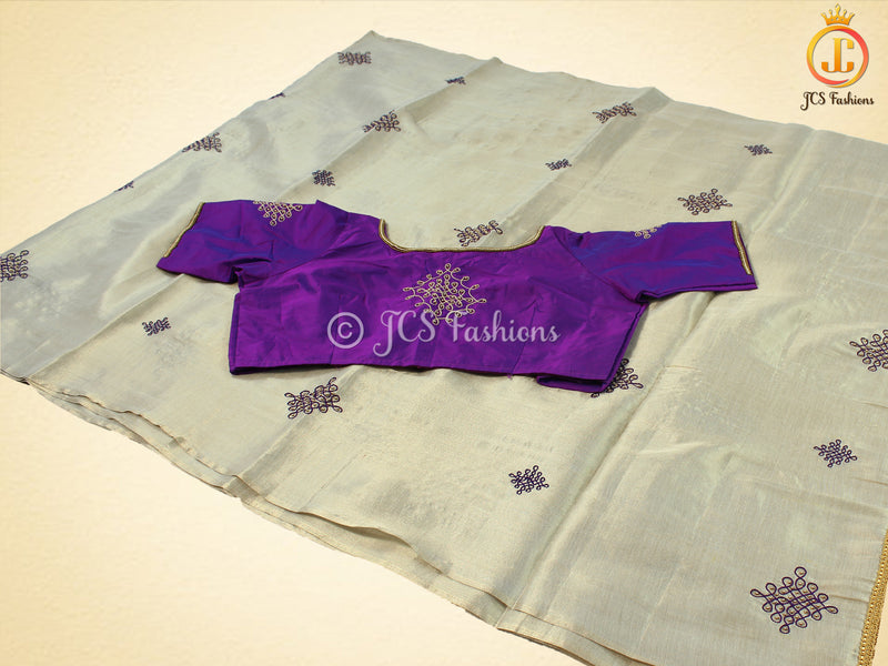 Kolam/Rangoli Saree in Uppada Tissue Silk with Fully Stitched Blouse