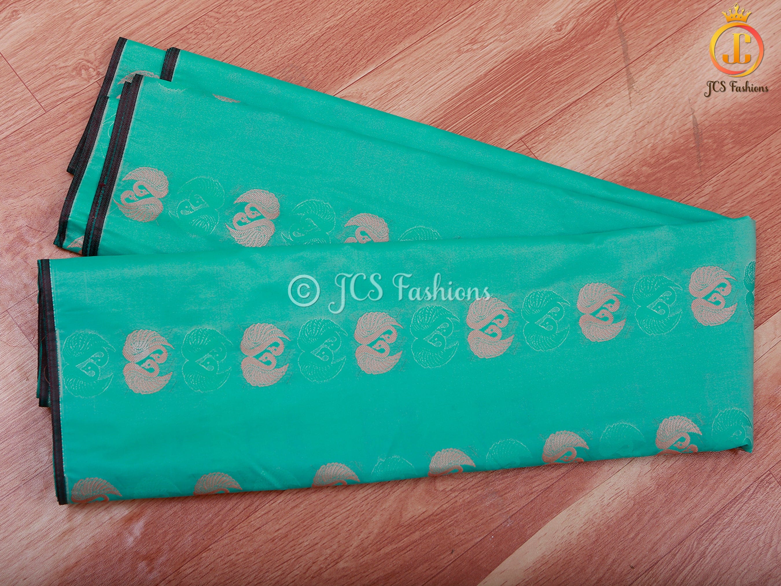 Semi Silk Border Less Saree With Fully Stitched Blouse, Copper Zari. SAREE JCS Fashions