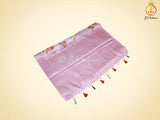 Semi Munga silk saree with digital print and weaving design. Grand pallu.