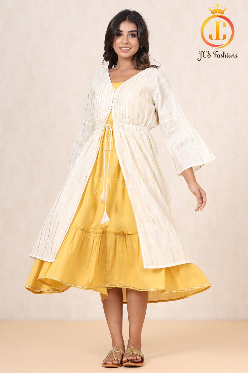 Women Double Layered Lurex Cotton Dress
