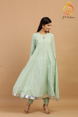 Elegant Pista Green Slack Anarkali Kurta