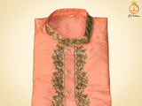 Silk Kurta Pajama Set with Embroidery & Zari Work