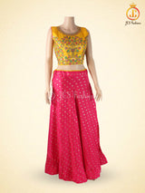 Weaving Zari Buttie Silk Lehenga With Dual Shade Soft Net Dupatta