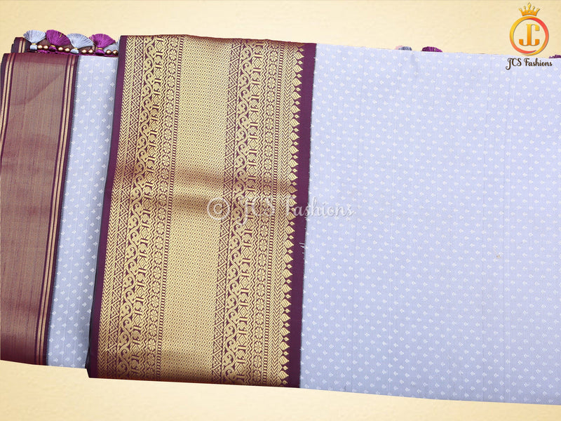 Semi-Silk Saree with Korvai pattern and Maggam Work Blouse