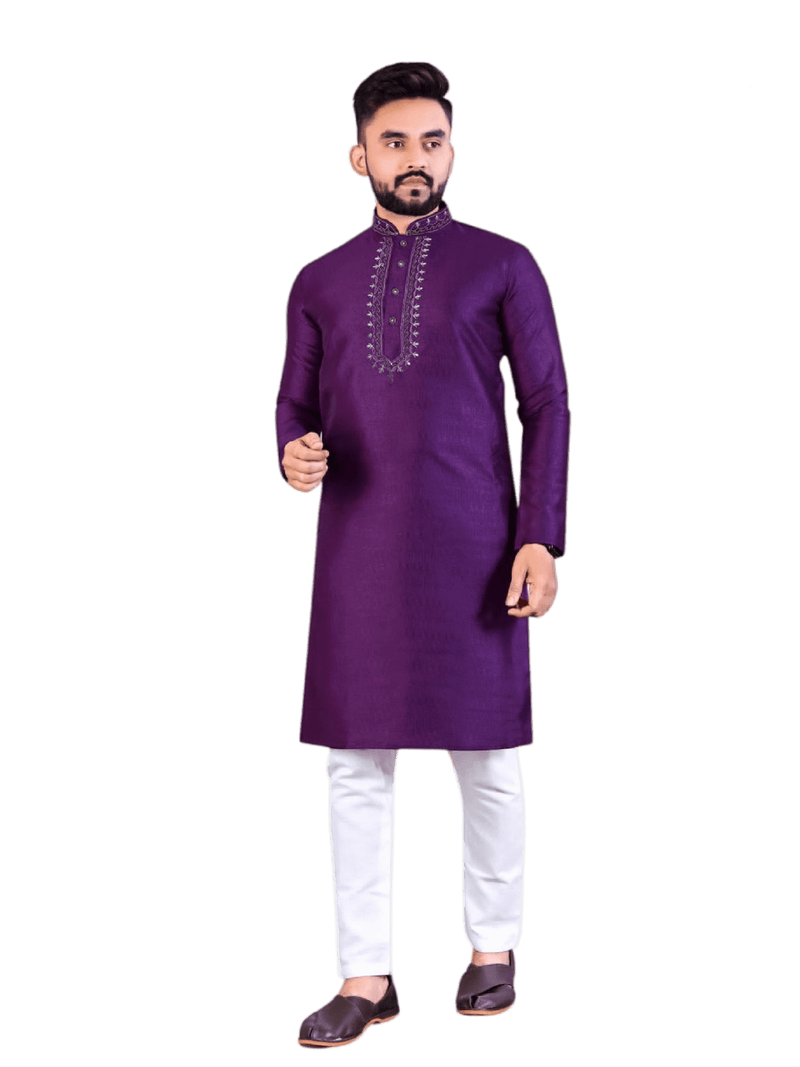 Ethnic And Traditional Cotton And Chanderi Silk Kurta Set For Men