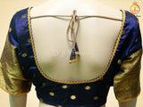 Raw Silk Saree With Fully Stitched Blouse, 1000 Coin-Inspired Design Weaving Buttas