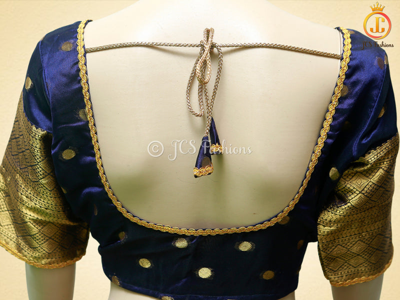 Raw Silk Saree With Fully Stitched Blouse, 1000 Coin-Inspired Design Weaving Buttas