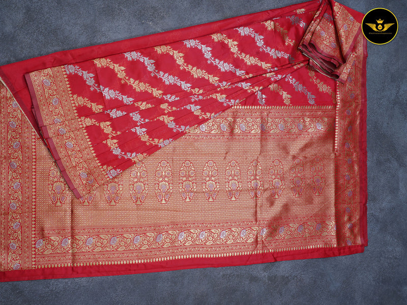 Light Weight Banarasi Silk Saree With Fully Stitched Blouse
