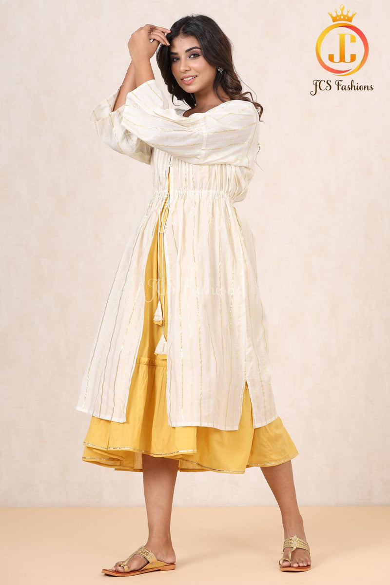 Women Double Layered Lurex Cotton Dress