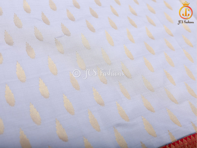Kanchipuram Blended Silk Saree With fully stitched Blouse, Korvai Border
