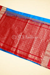 Kanjivaram Paithani Saree, Fully Stitched blouse, Blue and Red.