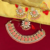Kundan and immitation pearls Neck Set with earrings and tikka