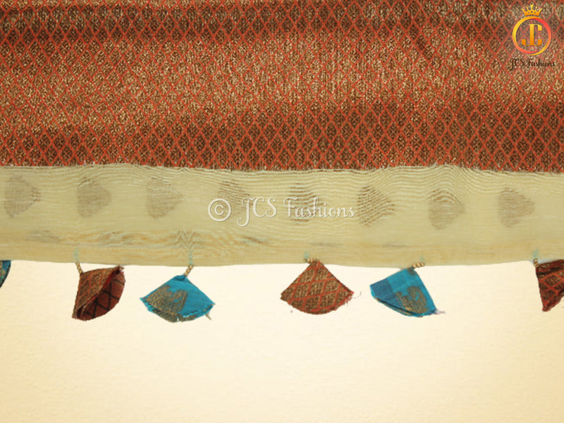Beige Color Kadhi Linen saree with all-over Antic zari motifs