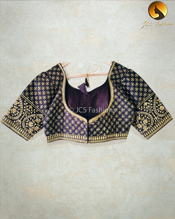 Silk blouse with sequence, jari, thread and Stone Work for women
