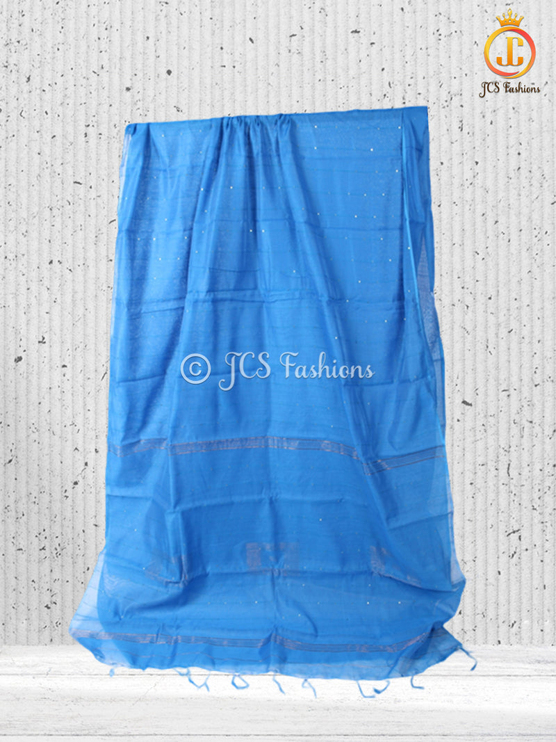 Cotton Silk Saree With Running Blouse, Box Zari Design.