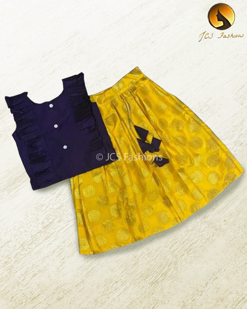 Pure Arani Silk Top with Taffeta Banarasi Skirt for girls