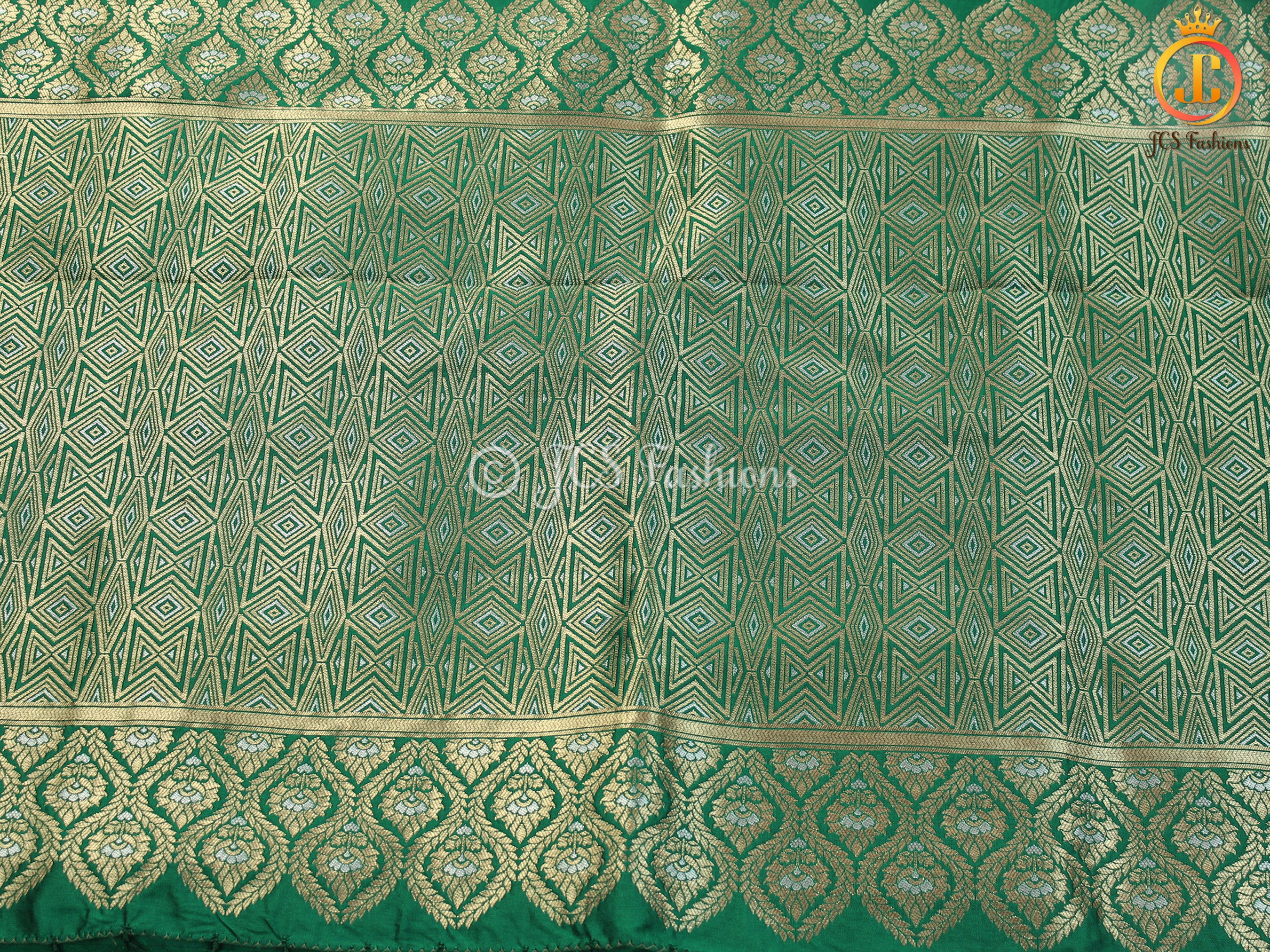 Semi Silk saree, Silver and antique Zari Motifs, Weaving Patterns with fully stitched Blouse SAREE JCS Fashions