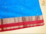 Kanjivaram Paithani Saree, Fully Stitched blouse, Blue and Red.