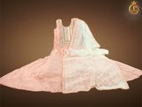 Imitation Mirror Work Silk Cotton Long Gown With Soft Net Dupatta