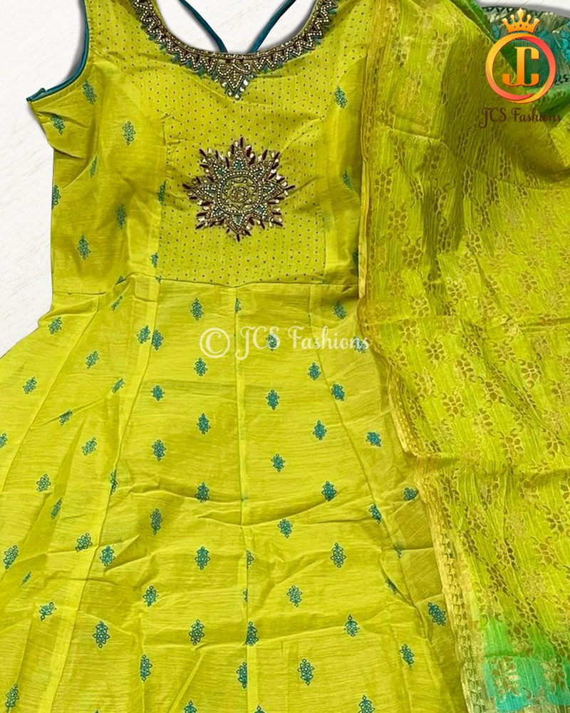 Premium Chanderi Long Gown with Beautiful Work