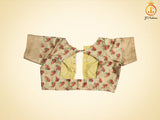 Semi Munga Silk Weaving Saree With floral prints, Fully Stitched blouse