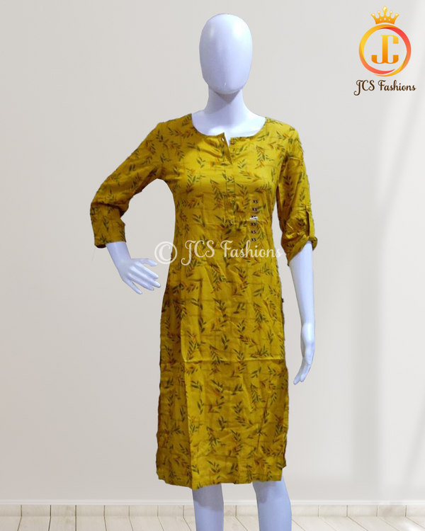 Beautiful Cotton Kurti in Yellow for Women & Girls