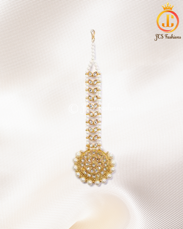 Indian Style Beautiful Pearl Chaand Tika For Women