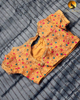 Satin Crêpe Saree With fully Stitched Net Detailing Blouse