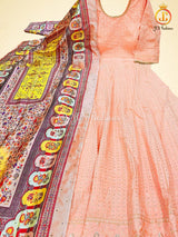 Anarkali Gown With Banarasi Silk Dupatta, Heavy Sequins Work.