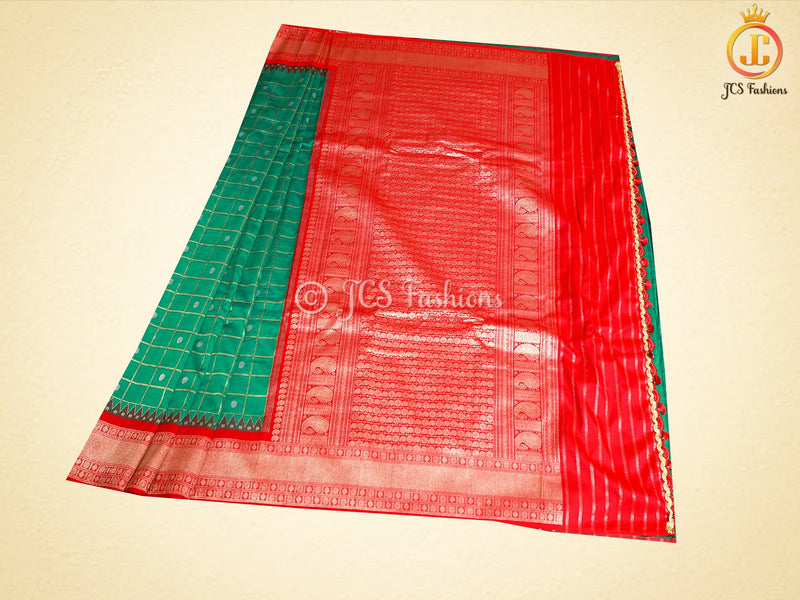 Moonga Silk Gadwal Pattern Saree With Fully Stitched Blouse