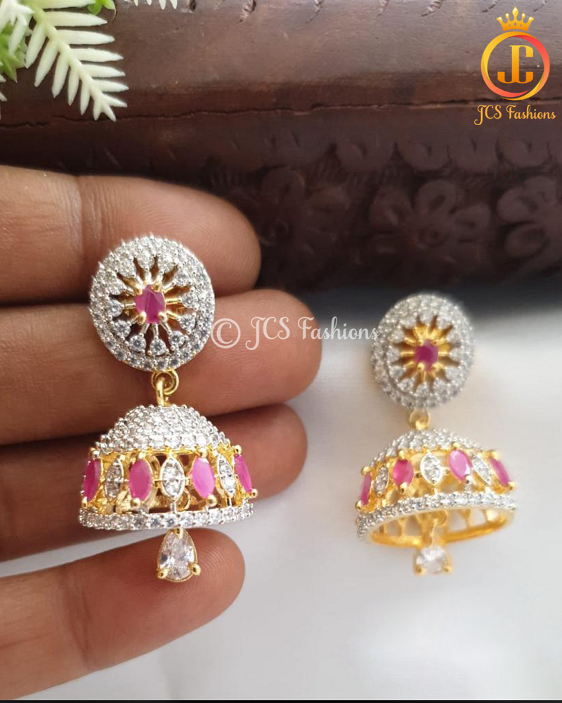 Stunning AD Earrings with Push- Back Closure for Elegant Style