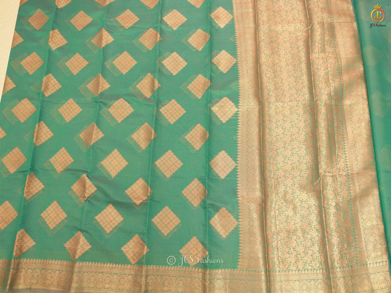 Indian Traditional Soft Silk Cotton Saree With Brocade Blouse