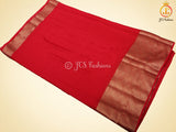 Banarasi Weaving Red Semi Soft Silk Saree With Brocade Blouse