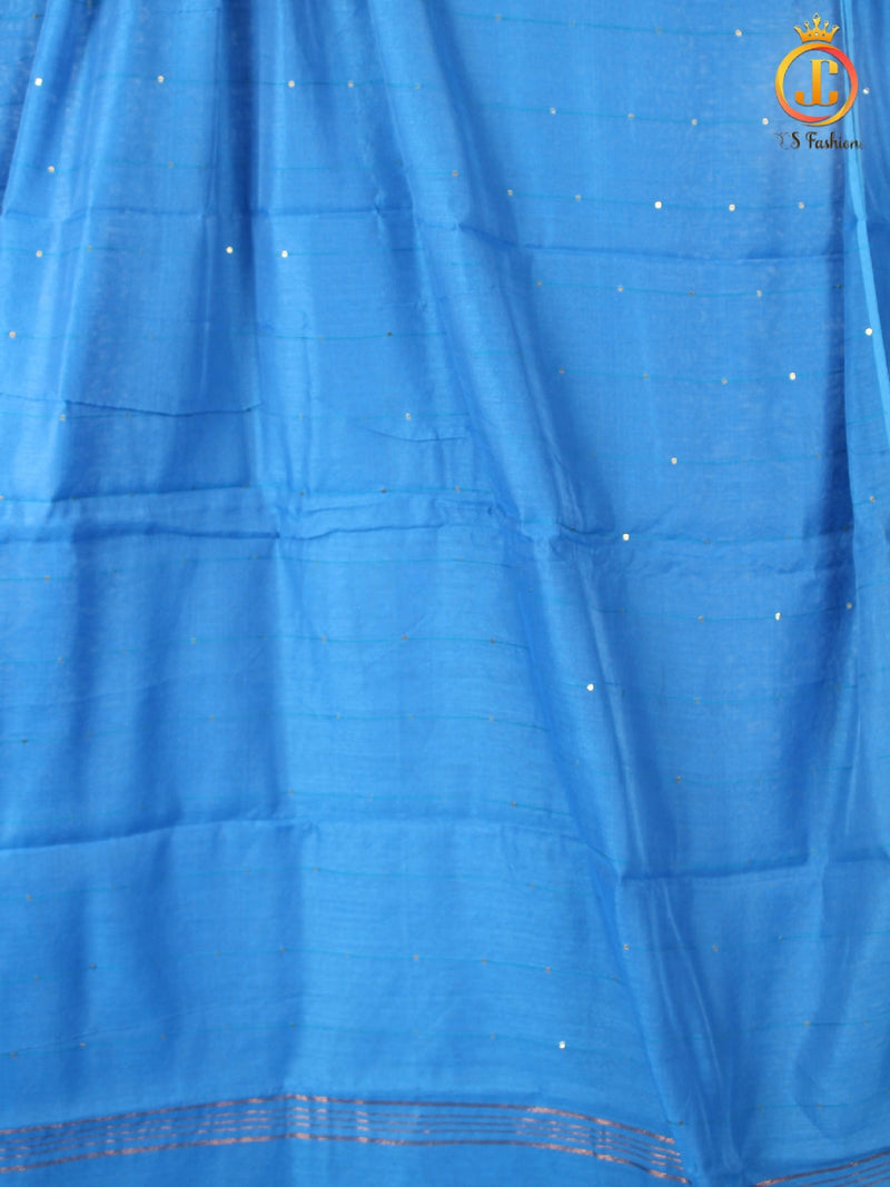 Cotton Silk Saree With Running Blouse, Box Zari Design.