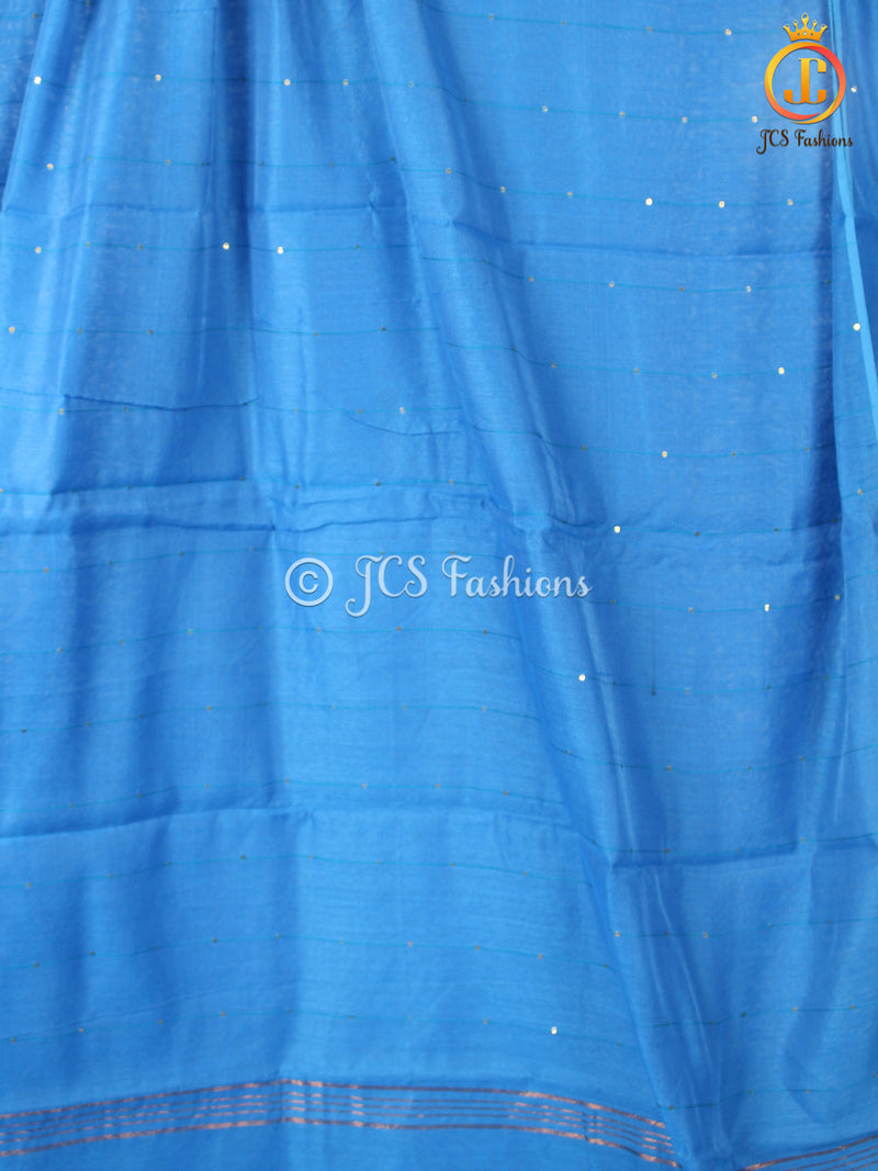 Cotton Silk Saree With Running Blouse, Box Zari Design.