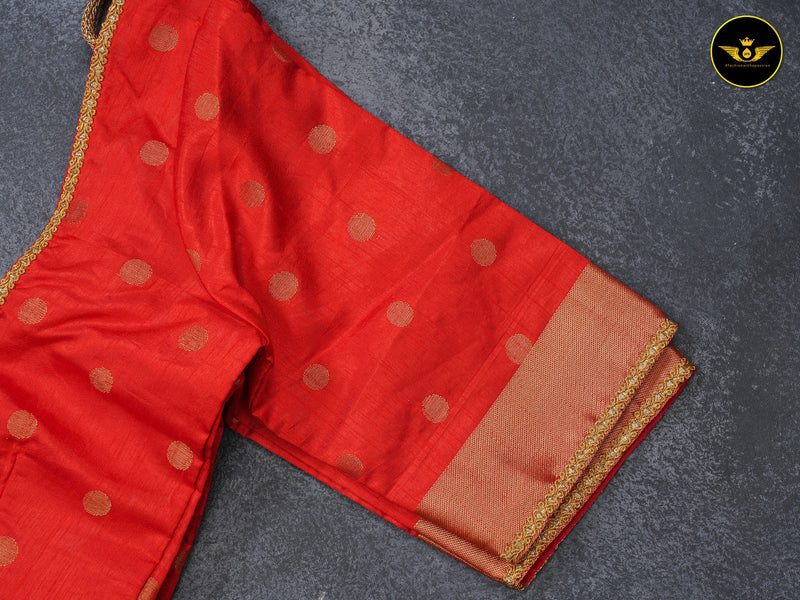 Orange Color Chanderi Silk Saree With Orange Color Blouse