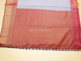 Kanchipuram Blended Silk Saree With fully stitched Blouse, Korvai Border