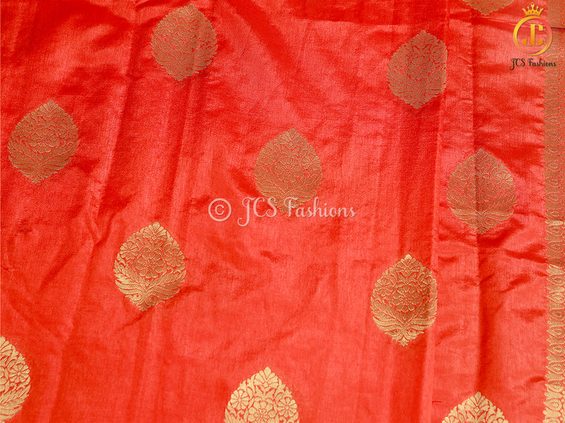 Banarasi Katan Silk Saree With Long Border And Beautiful Pattern Blouse