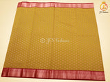 Mustard Yellow Korvai Semi-Silk Saree With Maggam Work Blouse