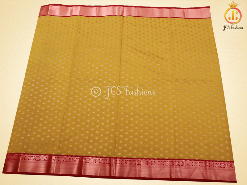 Mustard Yellow Korvai Semi-Silk Saree With Maggam Work Blouse