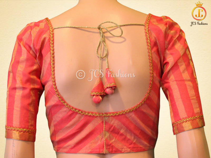 Gorgeous Gold Stripe Saree With Golden Tissue Zari Blouse