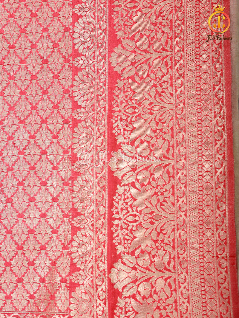 Banarasi Sheer Raw Silk Saree With fully stitched Blouse