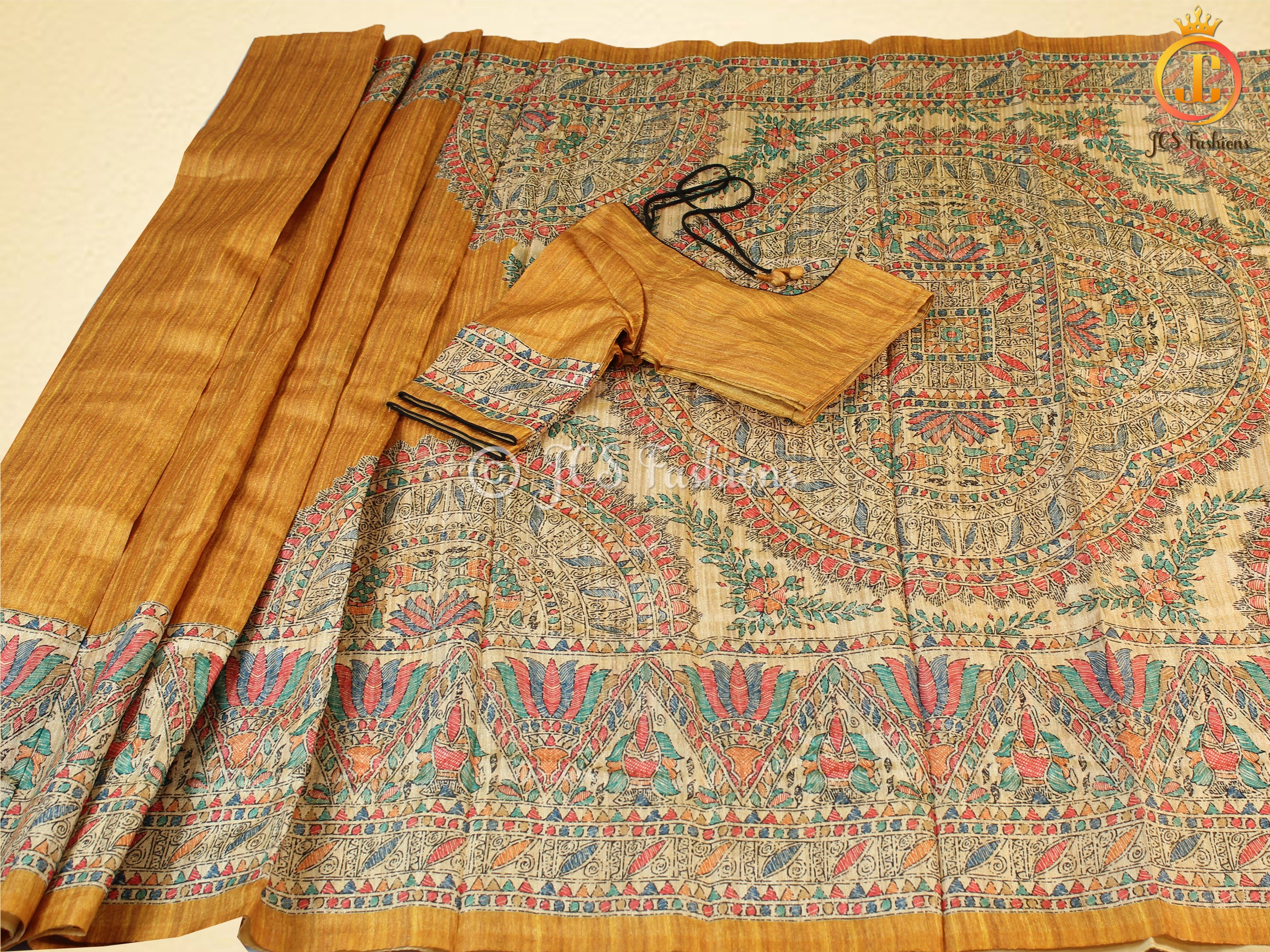 Madhubani Print Silk Saree - Light and Elegant | JCSFashions SAREE JCS Fashions