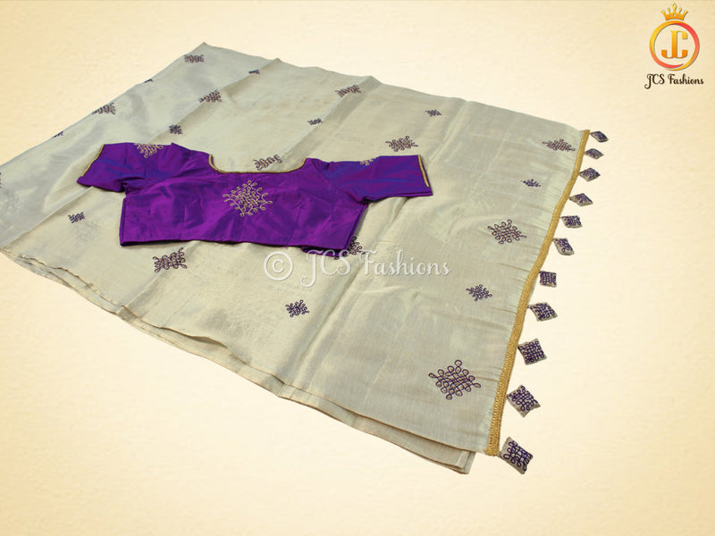 Kolam/Rangoli Saree in Uppada Tissue Silk with Fully Stitched Blouse