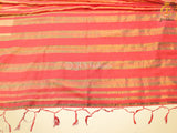 Gorgeous Gold Stripe Saree With Golden Tissue Zari Blouse